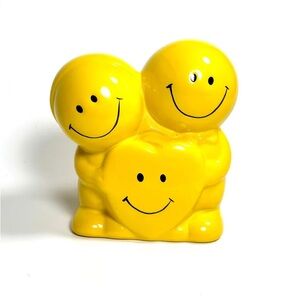 Vintage Ceramic Bank, Smiley Face Couple, 90s